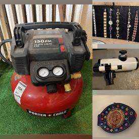 MaxSold Auction: This online auction features TVs, costume jewellery, stereo components, jewellery supplies, bikes, mini fridge, camera, fishing gear, small kitchen appliances, telescope, vintage mining equipment, DVDs, area rugs, office supplies, toys, electric train, air compressor, and more!