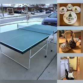 MaxSold Auction: This online auction includes camp cots, kitchenware, small kitchen appliances, decorative plates, DVDs, ribbons, Yamaha guitar, Halloween costumes, Ping Pong table, seasonal decor, chicken decor, hanging china cabinet, dishware and more!