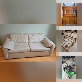 MaxSold Auction: This online auction features exercise equipment, shelving units, bedroom sets, vacuums, desk & chair, pine furniture, bar stools, tile inlay tables, lawnmower, snow blower, yard tools, hand tools,  art pottery, Delfts plates, toys, small kitchen appliances, and much, more!!!