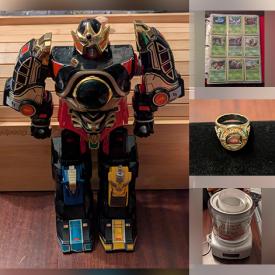 MaxSold Auction: This online auction includes pins, accessories, Pokemon trading cards, Lego, Transformers, He-man and other toys, books, comics, clothing, kitchenware, storage, video games, comic books, office items, power banks, jewelry and much more!