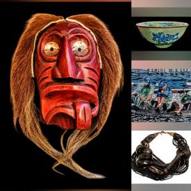 MaxSold Auction: This online auction features Indigenous face mask, sterling silver jewelry, vintage egg cup, gemstones, figural brooches, art glass jewelry, vintage crochet blankets, antique dragon bowl, bangles, teacup/saucer set, vintage locket, vintage cloisonne letter opener, Indigenous jewelry, Jonathan Adler vase, area rug, Hummels, art pottery, cameo brooches, Huichol wall art, and much, much, more!!!