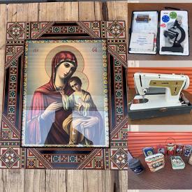 MaxSold Auction: This online auction includes wall art, vinyl records, Sears microscope, vintage tins, antique sewing machines, Nikon camera, Vatican City flag, Gemoro microscope, fishing equipment, projector, Excel wheelchair, Salming floorball sticks, smart trash can, HP laser printer and more!