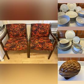 MaxSold Auction: This online auction features MCM chairs, vintage standing ashtray, decanter set, vintage slag glass lamp, stained glass lamp, nesting dolls, art pottery, Brown Betty teapot, teacup/saucer sets, amethyst quartz, and more!