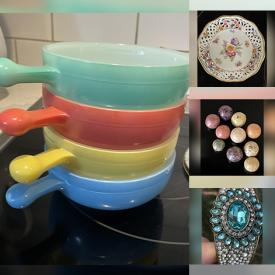 MaxSold Auction: This online auction features Royal Doulton figurine, milk glass, vintage Pyrex, ashtrays, vintage stone mask, milk glass, sterling jewelry, Bunnykins, costume jewelry, coins, antique ironstone pot, Depression glass, Lladro figurine, vintage jewelry, Hummel, mosaic mirror, and much, much, more!!!