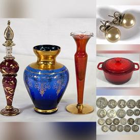 MaxSold Auction: This online auction features art pottery, art glass, perfume bottles, vintage serving trays, binoculars, vintage games, stained glass table lamp, camera, vintage carvings, coins, gnome collection, sterling silver jewelry, DVDs, vintage gold clubs, and much, much, more!!!