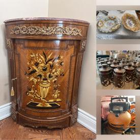 MaxSold Auction: This online auction features Meissen pieces, Limoges dish, crystal bowls, area rugs, office chairs, desks, tapestries, mirrors, table lamps, daybed, glass top table, patio furniture, toys, bookcases, vintage sewing machine, Thun tea set, Hebrew books, plant pots, display cabinets, brass figurines, lawnmower, compressor, and more!