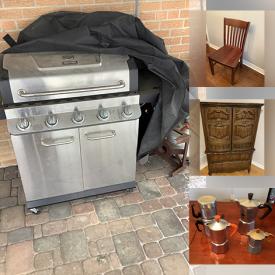 MaxSold Auction: This online auction features display cabinet, mirror, decanter set, collector plates, BBQ grill, yard tools, bedroom furniture, patio chairs, and more!