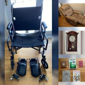 MaxSold Auction: This online auction includes tables, shelving units, file cabinet, Yandel recliner, office chair, Lane chest and other furniture, electronics, mobility and home health aids, kitchenware, books, fans, Mobicool car drinks cooler, accessories, Ubbi diaper pail and more!n