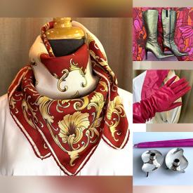 MaxSold Auction: This online auction features silk scarves, belts, women’s shoes & boots, leather gloves, vintage handbags, shawls, costume jewelry, berets, and more!