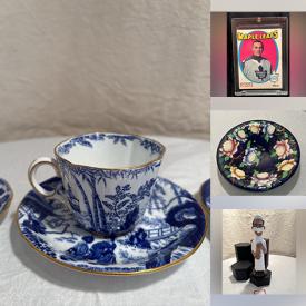 MaxSold Auction: This online auction features teacup/saucer sets, vintage biscuit jar, Roseville pottery, Wade whimsies, coins, currency, vintage jewellery, sports trading cards, stamps, Belleek porcelains, and more!