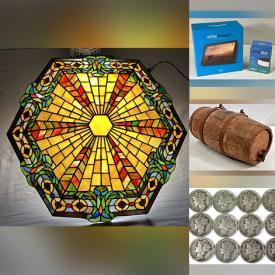 MaxSold Auction: This online auction features coins, night vision goggles, stone eggs, stained glass lampshade, stamps, comics, cabinet cards, and more!