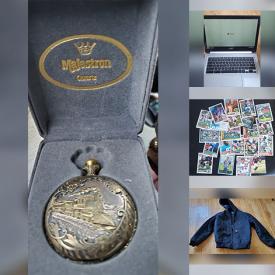 MaxSold Auction: This online auction features vintage pocket watch, sports trading cards, plotter printer, jewelry, beads, vintage lighter, women’s clothing, craft supplies, beauty appliances, art supplies, DVDs, buttons, video game accessories, men’s shoes, and much more!