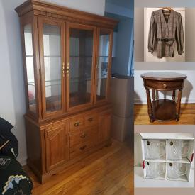 MaxSold Auction: This online auction includes a sofa bed, loveseat, storage cabinet, china cabinet, folding shopping cart, stepladder, dumbbells, glass mugs, wine glasses, office supplies, clothing, accessories, small kitchen appliances and more!