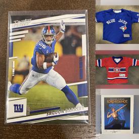 MaxSold Auction: This online auction features sports trading cards such as basketball, football, wrestling, hockey, soccer, baseball, and sports apparel, signed posters, and more!!