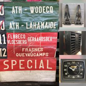 MaxSold Auction: This online auction features vintage Belgian streetcar signs, antique fridge hinges, vintage emergency lights, gas meters, speakers, antique double swing hinges, cabinet hinges, antique springs, brass hinges, cast iron vents, metal trays, vintage time clocks, vintage intercoms, and much, much, more!!!