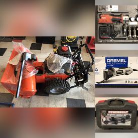 MaxSold Auction: This online auction features snow blowers, portable ac units, power & hand tools, yard tools, carpet cleaners, dehumidifier, chainsaws, air compressors, buffers, emergency lights, industrial dryers, booster cables, and much, much, more!!!