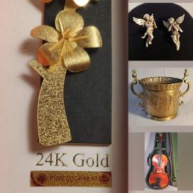MaxSold Auction: This online auction features music boxes, wooden boxes, Art Deco silhouette drawings, iron sculpture, horse brass, framed antique painting, antique cast iron toys, violin, area rug, art glass, planter pots, vaseline glass, antique bottle, crystal decanter, Fenton glass, teacup/saucer sets, Wade porcelain figurines, sports trading cards, sterling jewelry, comics, vintage tins, Hall pottery,  vinyl records, framed posters, and much, much, more!!!
