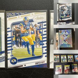 MaxSold Auction: This online auction features sports trading cards including autographed football rookie cards, jersey patch cards, Terry Holt, Justin Jefferson, Aaron Rodgers, Brock Purdy, Jalen Hurts, Russell Wilson, Tua Tagovailoa, Peyton Manning, and much, much, more!!