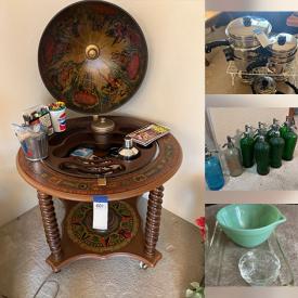 MaxSold Auction: This online auction features collectible cottages, TV, flatware, pet products, small kitchen appliances, glass insulators, globe bar, home health aids, grandfather clock, office supplies, sewing machine, lingerie dresser, antique seltzer bottles, oil lamps, and much more!!