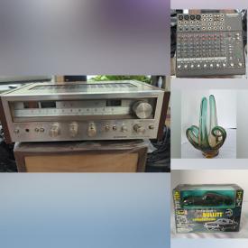 MaxSold Auction: This online auction features costume jewelry, stereo components, channel line mixers, professional microphones, new McDonalds Happy Meal toys, art glass, belt buckles, vintage Pyrex, model kits, vintage magazines, Star Wars collectibles, Blue Mountain Pottery, Majolica pottery, vintage MCM table lamp, Royal Doulton figurines, art pottery, teacup/saucer sets, sports trading cards, and much, much, more!!!