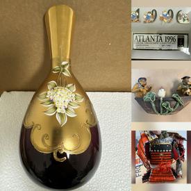 MaxSold Auction: This online auction features Asian bowls, teacup/saucer sets, Asian teaware sets, sake set, framed stamps, costume jewelry, oil lamps, art glass, coins, banknotes, stamps, cloisonne vases, framed artwork, art pottery, watches, vintage chandelier, and much, much, more!!!