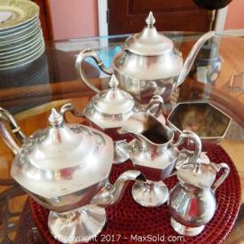 MaxSold Auction: This online auction features R B Sterling tea and coffee service, Turkish brass filigree lamp, drop leaf desk with glass cabinet, very large collection of DJ owned vintage LPs and 78s, vintage stereo equipment, Reel-to-Reel, Ross portable phonogragh and Crowncorder, china by Tirschenreuth Bavaria, Rosenthal Huetschenreuther and Richard Briggs Ironstone, area rugs and more!