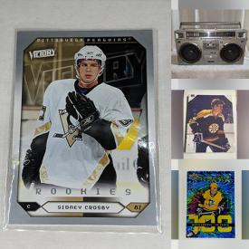 MaxSold Auction: This auction features Hockey Cards, Baseball Cards,  Celebrity Tin Signs, Motion Sickness Goggles, Lego, Sporting Gear,  Jerseys, Wrestling Figures, Play Toy Food, Beer Mugs, Vintage Games, Mocha Pots, Dinnerware, Sports Posters,   and  Much More!