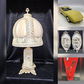 MaxSold Auction: This online auction features vintage cuckoo clock, nutcracker, bookend collection, Bacchus wall sculpture, train cars & track, vintage slag glass, die-cast model cars, games, vinyl records, National Geographic magazine collection, dehumidifier, Bohemian cut crystal, art pottery, area rug, sports equipment, Hummels, milk glass, yard tools, Mickey Mouse watches, novelty teapots, bike, vintage Belleek, microscopes, men’s & women’s shoes, costume jewelry, vintage books, Carnival glass, DVDs, TV, perfume bottles, stamps, vintage bottles, and much, much, more!!!