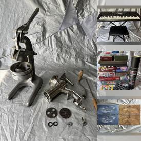 MaxSold Auction: This online auction features wicker picnic baskets, chandeliers, room dividers, golf clubs, vintage kitchen tools, new toys, games, puzzles, computer accessories, air purifiers, craft supplies, electric piano, coins, office supplies, Barbies & accessories, plant pots, pet products, and more!