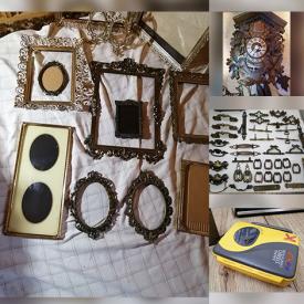 MaxSold Auction: This online auction features picture frame collection, framed prints, paintings, & needlework wall art, mirrors, vintage oil radiators, vintage clocks, vintage glass lamp shades, oil lamps, area rugs, sewing machine, stained glass light, hand tools, table lamps, vintage drawer pulls, and much, much, more!!!