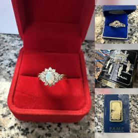 MaxSold Auction: This online auction features gold/opal jewelry, Asian gold/jade jewelry, coins, banknotes, sewing machines, planter pots, vintage lacquer box, and more!