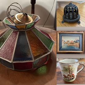 MaxSold Auction: This online auction features antique cast iron yarn dispenser, antique kitchen tools, antique stained glass light, vintage bottles, antique room divider, antique spinning wheel, Ashiko drum, workout gear, antique books, stained glass panel, and much more!!