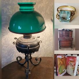MaxSold Auction: This online auction features gold, silver & gemstone jewelry, costume jewelry, watches, pewter steins, soapstone figurines, art pottery, printer, vintage books, art glass, stereo components, DVDs, teacup/saucer sets, Depression glass, Vaseline glass, small kitchen appliances, milk glass, Fiestaware, Belleek, vintage lighters & ashtrays, home health aids, baby grand piano, violin, Royal Doulton figurines, vanities, NIB Barbie dolls, toys, women’s clothing, area rug, sewing machines, antique bed, office supplies, games, wetsuit, collector plates, vintage scintillometers, children’s books, puzzles, vinyl records, perfume bottles, garden pots, garden tools, and much, much, more!!!