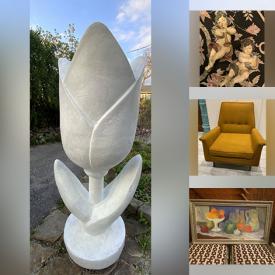 MaxSold Auction: This online auction features vintage Erte plate, pop-art sculpture, antique Italian carved Puttis, stone sculptures, silk curtains, art glass, gold jewelry, cuckoo clock, sunburst mirror, Otagiri items, vintage Japanese metal vase, vintage tabla drum set, antique sewing machine, vintage wall pockets, vintage Jim Shore figurines, cloisonne items, wooden wall mask, vintage Asian figurines, vintage Pyrex, trinket boxes, and much, much, more!!!