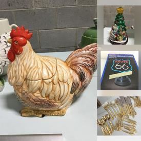 MaxSold Auction: This online auction features costume jewelry, cow creamer collection, cookie jars, vintage whiskey pitchers, character mug, decanters, game, Carnival glass, home health aids, men’s & women’s clothing, vintage horse tricycle, vinyl records, model train, teacup/saucer sets, neon sign, die-cast vehicles, garden flags, small kitchen appliances, vintage tins, and more!