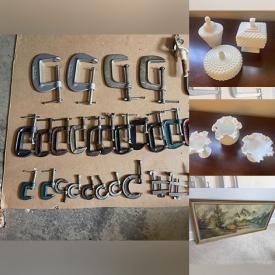 MaxSold Auction: This online auction features power & hand tools, vintage tools, wheelchair, milk glass, Fenton glass, fishing gear, hardware, and more!