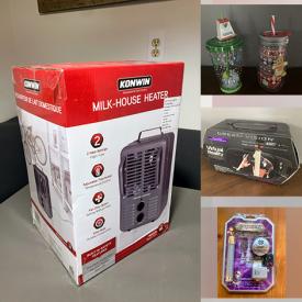 MaxSold Auction: This online auction features heaters, beauty appliances, office supplies, women’s clothing & shoes, toys, light switch plates, wet suit, solar lights, boy clothing, wind spinners, speakers, small kitchen appliances, light fixture, wine rack, and more!