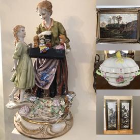 MaxSold Auction: This online auction features antique hand-coloured engravings, vintage watercolours, antique oil paintings, antique Limoges wall plate, Royal Doulton figurines, vintage Belleek vase, Herend porcelain dishware, crystal decanter set, perfume bottles, art glass, silver jewellery, Inuit soapstone sculptures, antique cast iron doorstop, Japanese ginger jars, vintage cloisonne vases, steel sculpture, vintage stained glass lamp, and much, much, more!!!