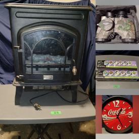 MaxSold Auction: This online auction features metal signs, sports equipment, pet products, bathroom faucet,  power & hand tools, binoculars, electric stove, craft kit, toys, beer steins, Coca-Cola collectibles, scuba gear, RC gear, guitars, and much, much, more!!!