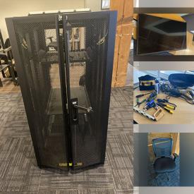 MaxSold Auction: This online auction features games, networking gear, speakers, white boards, printer, projectors, monitors, server rack, computer accessories, phone desk sets, power & hand tools, office supplies, bar stools, TVs, office table & chairs, powered desks, desk chairs, and more!n
