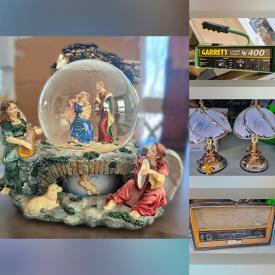 MaxSold Auction: This online auction features vintage radio, baby monitor, robot vacuums, drone, vintage table lamps, 3D printer, train sets, antique steeple clock, snowglobes, collector plates, yard tools, printer, bike, metal detector, mini claw machine, and more!