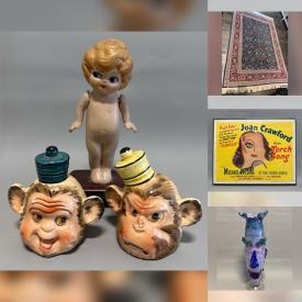 MaxSold Auction: This online auction features art glass, Fenton glass, stone sculpture, art pottery, vintage head vases, African carvings, Asian woodblock prints, vintage original paintings, vintage Persian rugs, vintage Inuit carving, vintage reticulated bowls, vintage cloisonne vases, vintage chinoiserie cabinet, and much, much, more!!