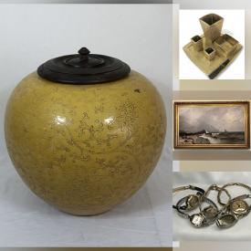 MaxSold Auction: This online auction features antique cabinets, teacup/saucer sets, Belleek pieces, art pottery, art glass, snuff boxes, vintage inkwells, decorative eggs, owl collection, vintage thimbles, vintage vanity set, wooden room divider, electric fireplace, antique side table, perfume bottles, sterling jewellery, fashion jewellery, antique French corner chair, men’s formal clothing, oil lamps, wood carvings, watches, NIB dishwasher, vintage books, upright piano, and more!n