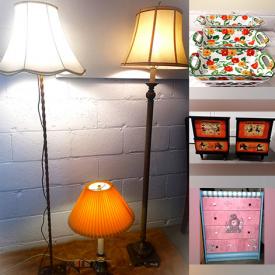 MaxSold Auction: This online auction features miniature tea set, decorative urns, hen on a nest, perfume bottle, Blue Mountain Pottery, Bunnykins, buffet lamps, vintage figural lamps, vintage Medalta lamps, floor lamps, butler tables, night tables, desk, and much more!!