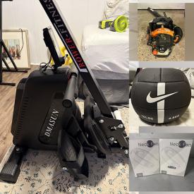 MaxSold Auction: This online auction features new items such as neck fans, indoor bike trainer, gaming mouse pads, pet products, sunset lamp, security light, and electrical products, power tools, yard tools, exercise equipment, and more!