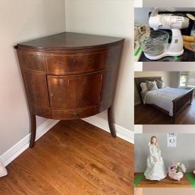 MaxSold Auction: This online auction features antique corner bar, brass lamps, small kitchen appliances, games, toys, TVs, binoculars, floor lamps, Robert Bateman prints, Mission style bed frame, collector spoons, Royal Doulton figurine, teacup/saucer sets, office supplies, leather furniture, yard tools, snow blower, chest freezer, printer, heaters, yarn, camping gear, steamer chests, barrister bookcase, power & hand tools, and much, much, more!!!