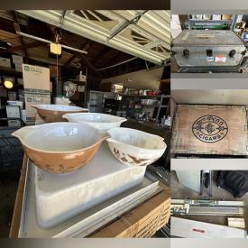 MaxSold Auction: This online auction features Asian-style dishes, vintage Pyrex, crafting supplies, vintage bar cabinet, jewelry, men’s clothing & shoes, vintage foot lockers, vintage cigar boxes, camping gear, office supplies, perfume bottles, bike, fabric, knitting machine, electric cooktop, fishing gear, planter pots, women’s clothing, sewing machine, and much, much, more!!!