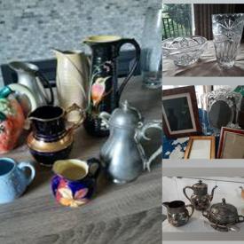 MaxSold Auction: This auction features Glass Dishes, Dresser Set, Sugar Shaker, Barware, Salt and Pepper Sets, Trays, Jewellery Boxes, Perfume Bottles, Chandeliers, Lamps, Clocks and much much more!