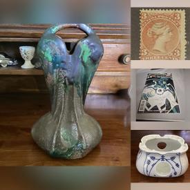 MaxSold Auction: This online auction features vintage decorative plates, teacup/saucer sets, women’s shoes, costume jewelry, teapots, collector plates, framed wall art, hardcover books, stamps, comics, model vehicle kits, tin cars, coins, perfume bottle, art pottery, nesting dolls, Pokemon cards, and more!