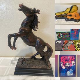 MaxSold Auction: This online auction features art glass, vintage books, guitars, decorative decanters, Fairy figurines, Disney collectibles, watch, art pottery, vinyl records, sports trading cards, Red Rose tea figurines, concert t-shirts, Fabric de Villeneuve artwork, Hall teapots, and much, much, more!!!